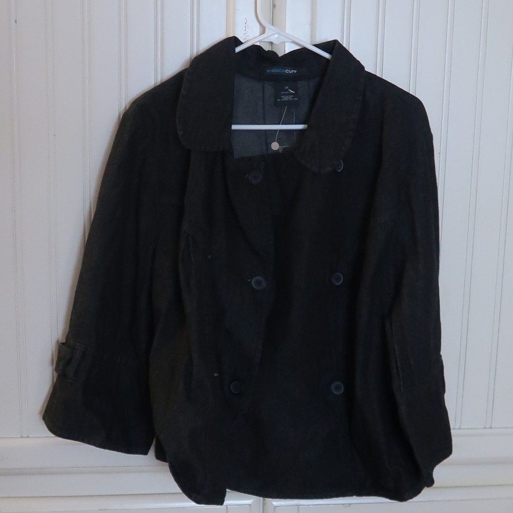 French Cuff Jean Jacket Plus Size 3x